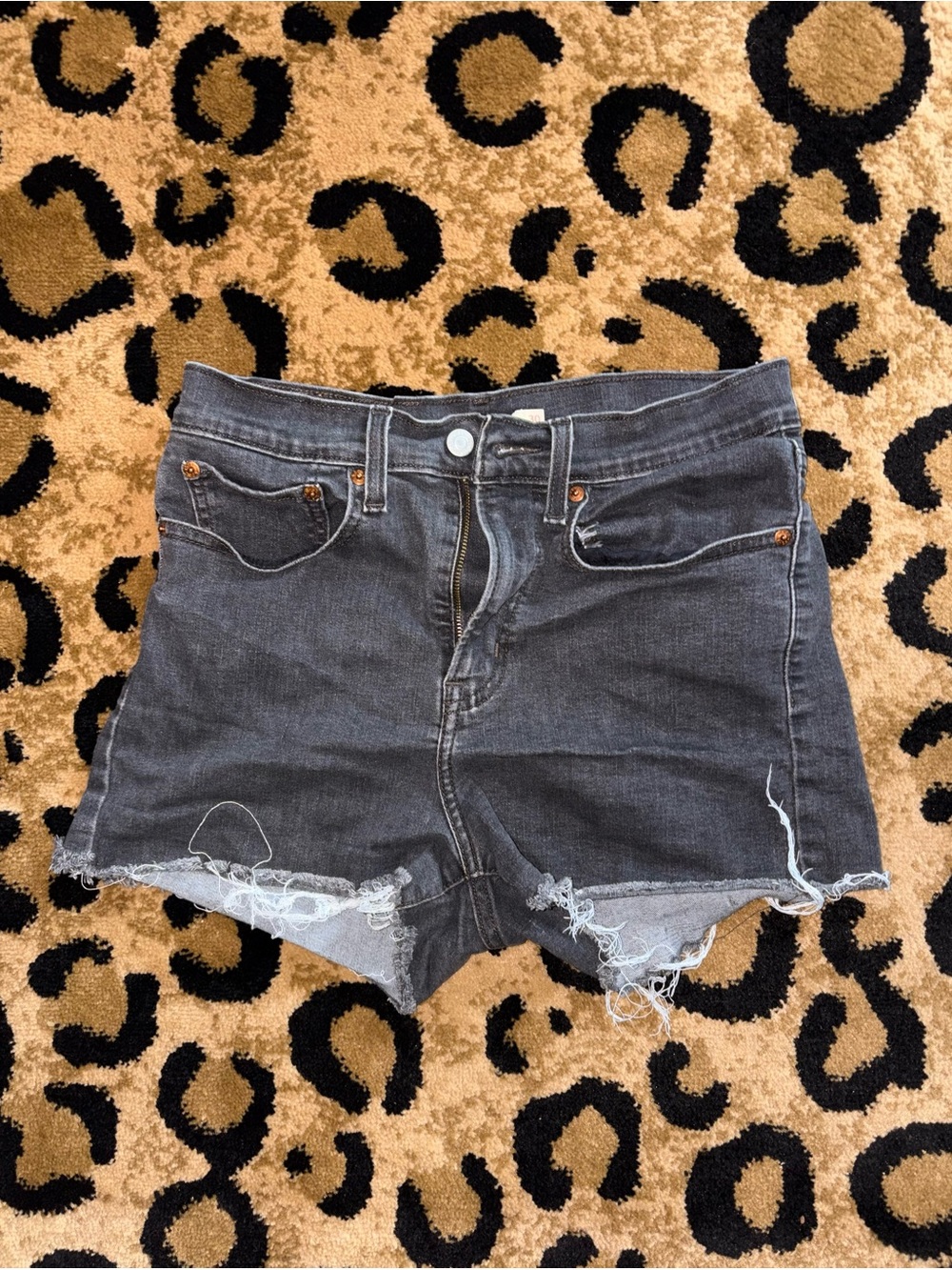 Levi's Black Frayed Hem Denim Cutoff Shorts